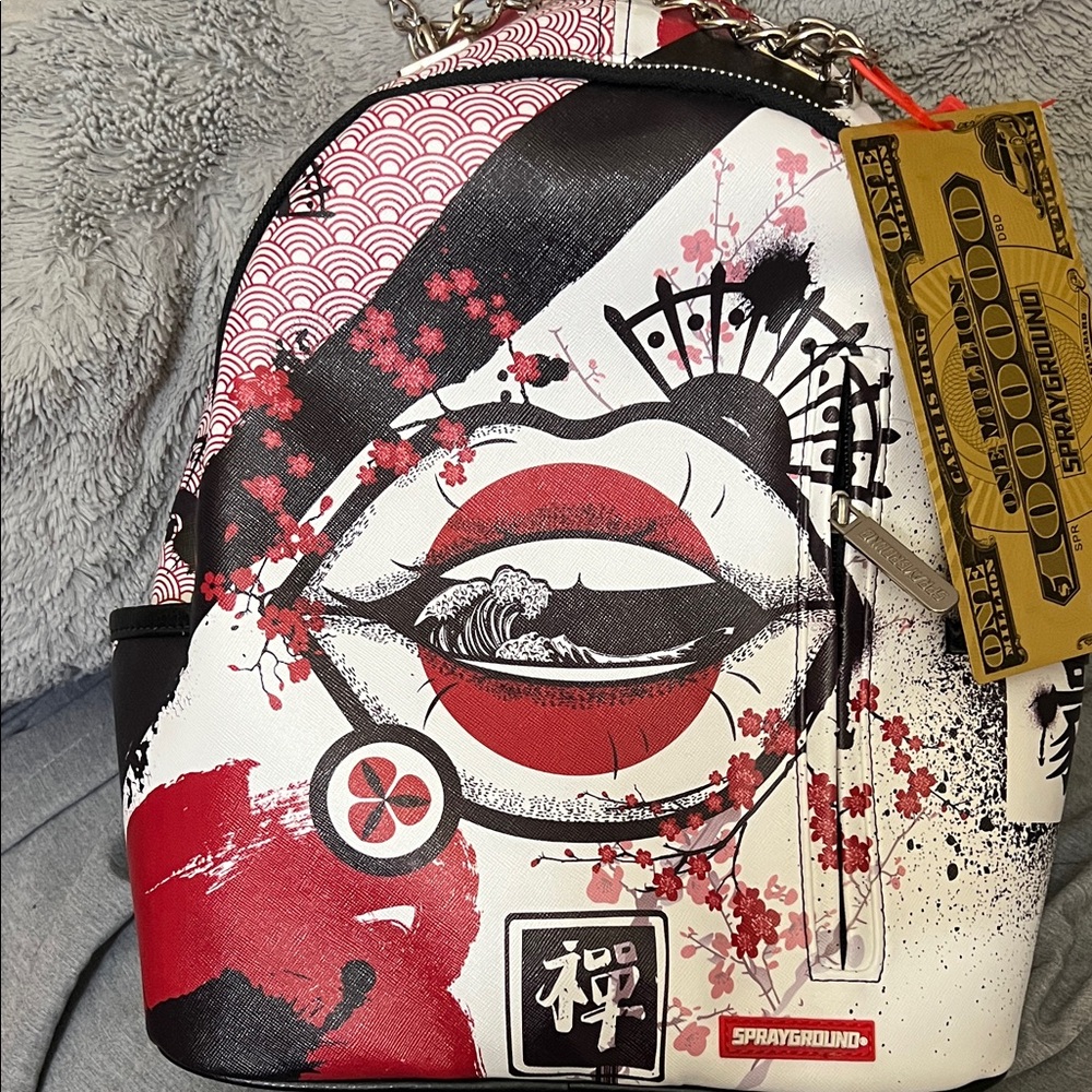 Sprayground Women's Artistic Backpack - Red, Black, and White